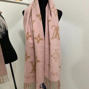 Louis Vuitton Pink and Tan Scarf